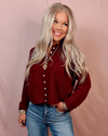 Swift Staple Button Up Cardigan - Burgundy