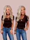Everyday Butter Soft Scoop Neck Short Sleeve Top - Espresso