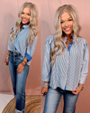 Bluebell Bay Striped Open Collared Top