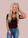 Everyday Butter Soft Scoop Neck Short Sleeve Top - Espresso
