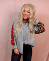 Taking Chances Chic Cheetah Striped Contrast Button Up Blouse