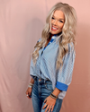 Bluebell Bay Striped Open Collared Top
