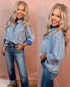 Bluebell Bay Striped Open Collared Top