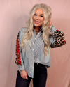 Taking Chances Chic Cheetah Striped Contrast Button Up Blouse