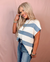 Stillwater Striped Knit Sweater Top - Denim & Off White