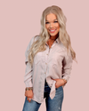 Rolling Stone Mineral Washed Classic Button Up Top - Stone grey