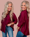 Fierce Merlot Leopard Print Contrast Detail Button Up Blouse - Wine