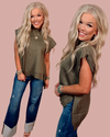 Cabernet & Cashmere Knit Everyday Hi-Low Blouse - Olive
