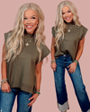 Cabernet & Cashmere Knit Everyday Hi-Low Blouse - Olive