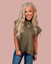 Cabernet & Cashmere Knit Everyday Hi-Low Blouse - Olive