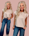 Silhouette Edit Cap Sleeve Knit Top - Taupe