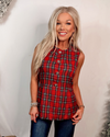 High Fashion Holiday Gold + Plaid Button Peplum Vest