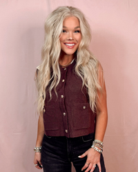 Elegant Espresso Gold Buttoned Knit Chocolate Vest