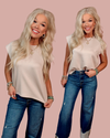 Silhouette Edit Cap Sleeve Knit Top - Taupe