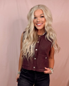 Elegant Espresso Gold Buttoned Knit Chocolate Vest