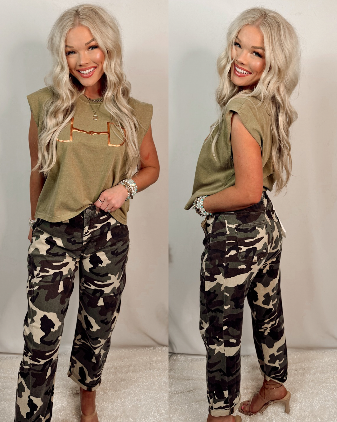 Everyday Edge High Rise Barrel Jeans - Faded Camo