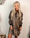 Luxury Meets Leopard Metallic Printed Button Up Dress