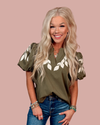 Verdant Vines Embroidered Puff Sleeve Top - Olive