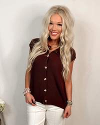 Easy Layer Knit Sweater Vest - Chocolate