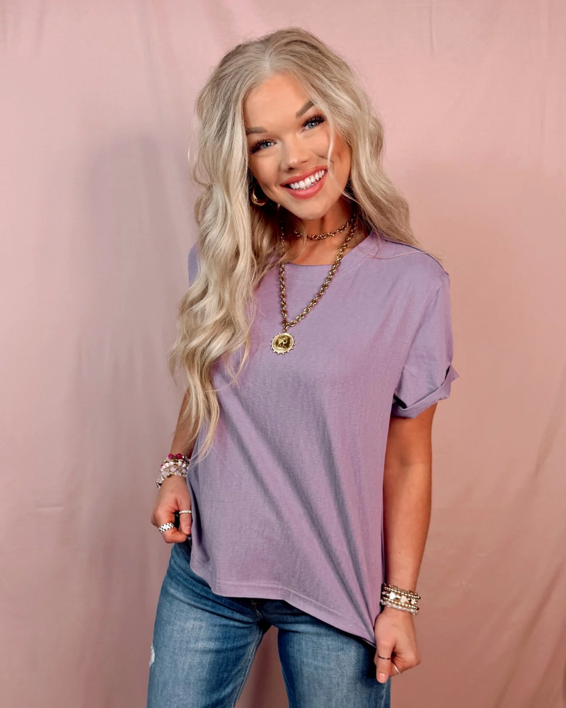 Bali Everyday Raw-Edge Basic Baby Tee - Plum