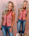 Sunkissed Stripes Gold Button - Up Knit Tank