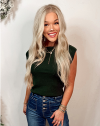 Structure & Style Drop Shoulder Knit Top - Emerald