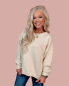 Neutral Notion Oversized Knit Sweater Top - Oatmeal