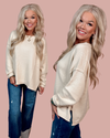 Neutral Notion Oversized Knit Sweater Top - Oatmeal