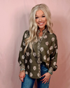 Fern & Fleur Printed Button Up Top - Olive