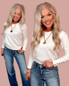 Season Staple Gold Button Detailed Basic Long Sleeve Blouse - Cream