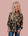 Fern & Fleur Printed Button Up Top - Olive
