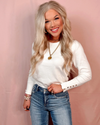 Season Staple Gold Button Detailed Basic Long Sleeve Blouse - Cream