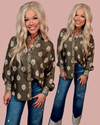 Fern & Fleur Printed Button Up Top - Olive