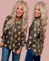 Fern & Fleur Printed Button Up Top - Olive