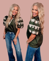 Regal Bloom Embroidered Puff Sleeve Blouse - Hunter Green