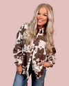 Rodeo to Runway Chocolate Animal Print Button Up Blouse