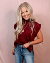 Cabernet & Cashmere Knit Everyday Hi-Low Blouse - Burgundy
