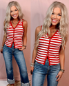 Sunkissed Stripes Gold Button - Up Knit Tank