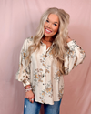 Marigold Muse Floral Printed Button-Up Blouse