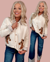 Stable Chic Equestrian Printed Cardigan - Cream