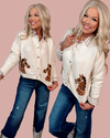 Stable Chic Equestrian Printed Cardigan - Cream