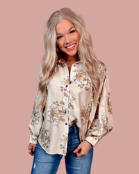 Marigold Muse Floral Printed Button-Up Blouse