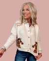 Stable Chic Equestrian Printed Cardigan - Cream