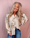Marigold Muse Floral Printed Button-Up Blouse