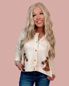 Stable Chic Equestrian Printed Cardigan - Cream