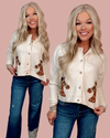 Stable Chic Equestrian Printed Cardigan - Cream
