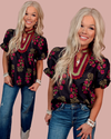 Sonnet Blooms Floral Printed Blouse - Black