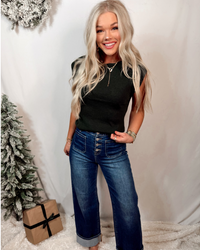 Structure & Style Drop Shoulder Knit Top - Emerald