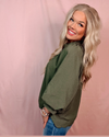 Olive Grove Scalloped Hem Textured Top - Olive