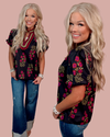 Sonnet Blooms Floral Printed Blouse - Black